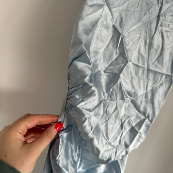 NWT Reformation Casette Midi Silk Dress Sz 6 Blue Horizon Open Back Cut-out - Picture 4 of 10